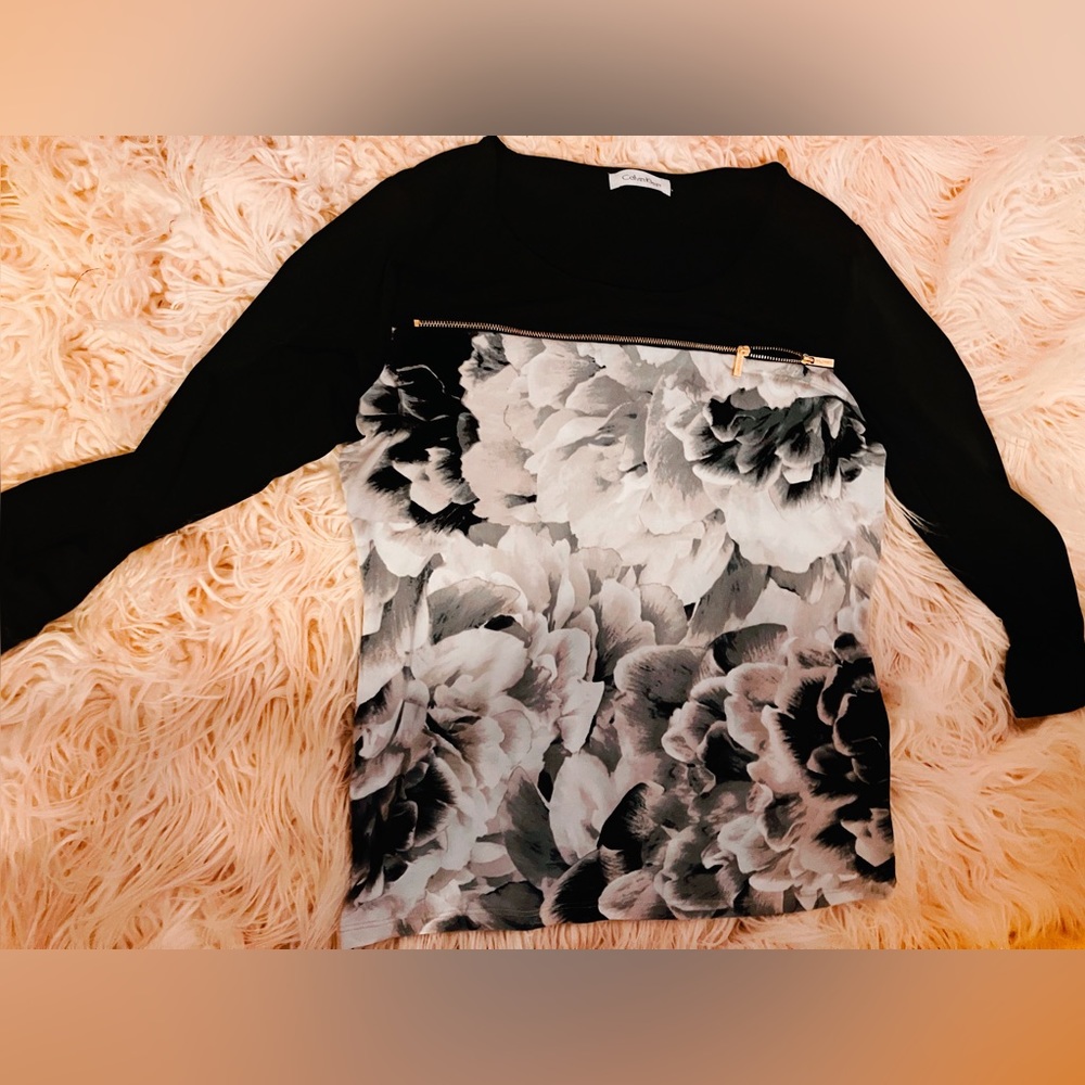 Calvin Klein Blouse Floral Zippers